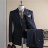 Men's High-End Pinstripe Wool Double-Breasted Three-Piece Suit: Anti-Wrinkle, Formal Groomwear