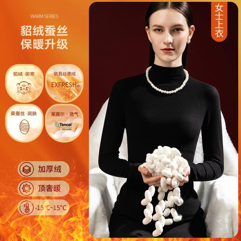 

Mink silk warm clothes women s Yifei silk German velvet antibacterial velvet thickened long johns women s suit M