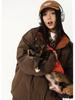 Unisex Japanese Retro Reversible Padded Stand Collar Cotton Jacket, Winter Warm, Mallard Green, Loose Fit Workwear Coat.