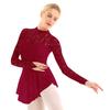 Women's Floral Lace Ballet Dance Leotard Fingerpoint Sleeves Figure Ice Skating Dress Costume