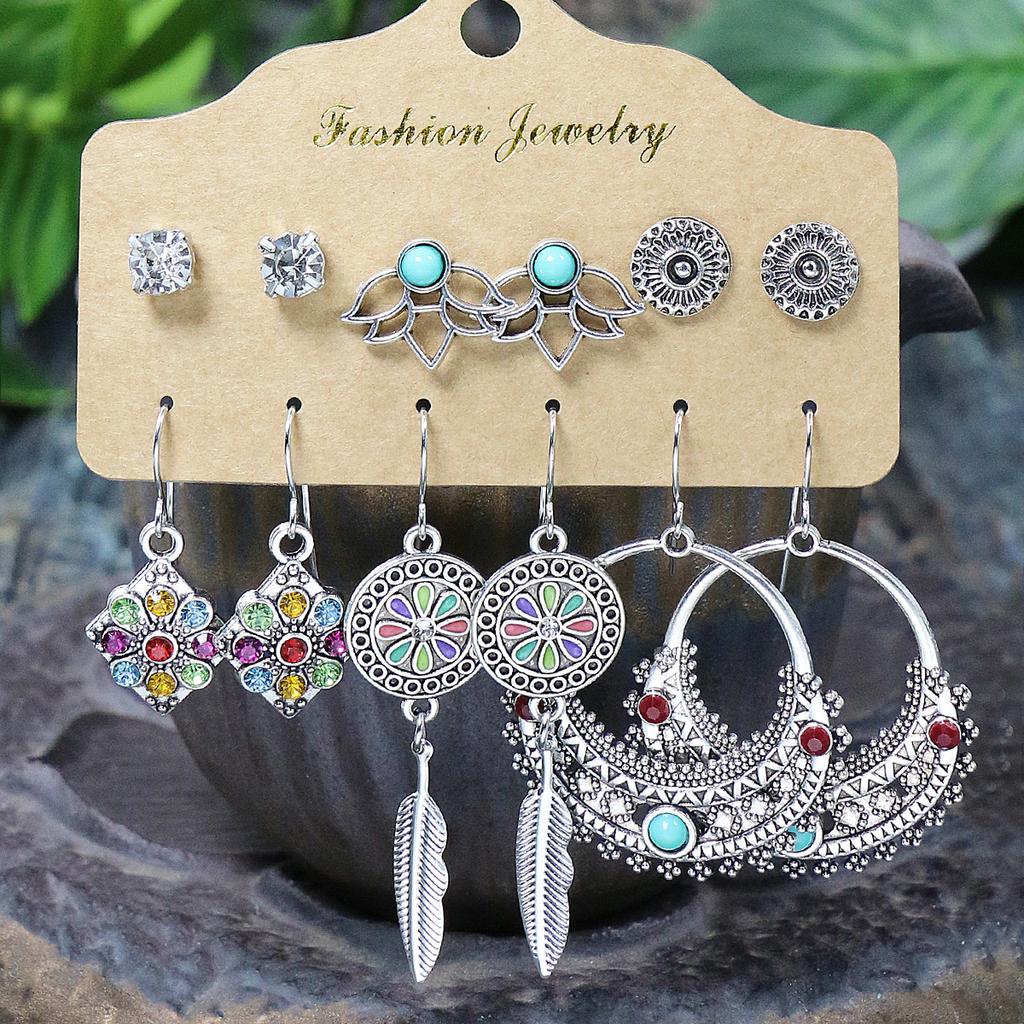 36 Pair Earrings Stud Combination Set for Women Geometric Boho Zircon  Comfortable To Wear Lightweight Gifts for Family/Friends