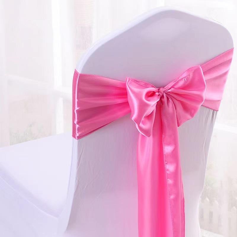 10pcs Satin Chair Streamer Universal Chair Covers 17*275cm Ribbon Bow with Bow Ties Solid Color Wedding Birthday Decoration