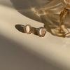 Round Opal Stud Earrings Women's French Simple Gentle Flash Diamond Earrings Summer Retro Temperament Daily Earrings