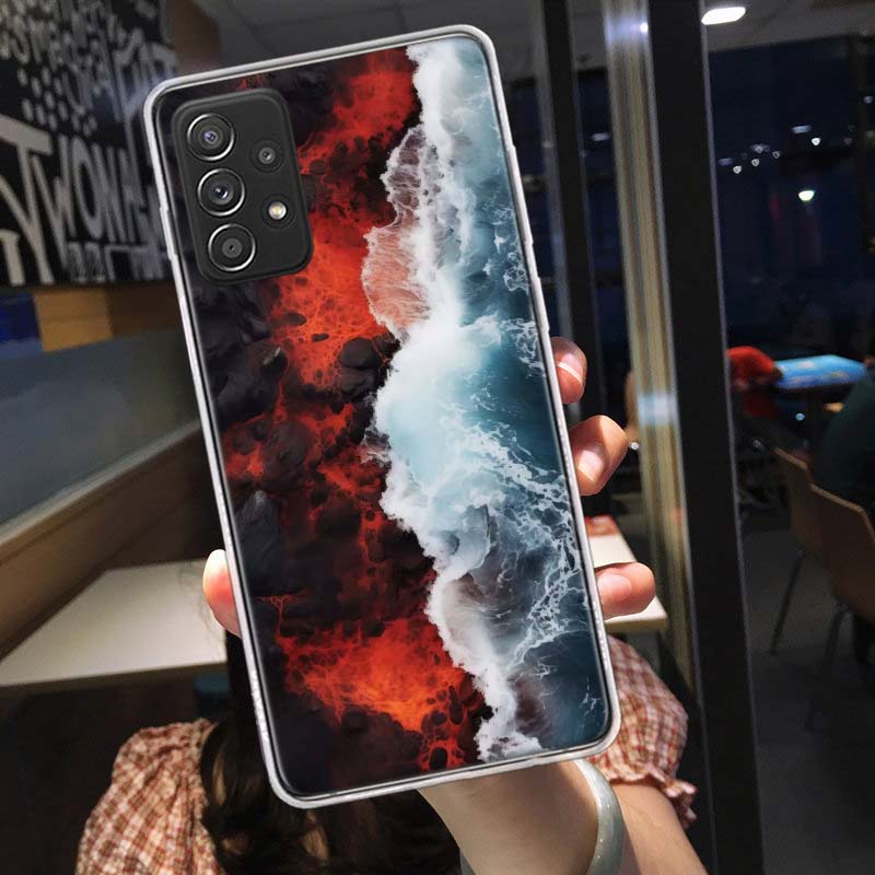 The Collision of Lava and Seawater Phone Case for Samsung A54 A57 A37 A17 A14 A15 A12 A24 A34 A55 A35 A25 A52S A07 A05S A04S A22