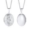 Collane Ciondolo Medaglione Cuore Ovale Floreale Delicato per Donna, Acciaio Inossidabile Cornice Foto Promessa Amore Ricordo Regalo