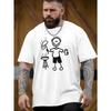 European Size Men's Large Barbecue Pattern T-Shirt - Oversized Casual Summer T-Shirt with Barbecue Illustration