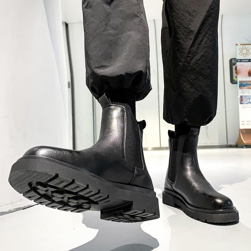 Smoke Boots Platform Martin Boots Men'S Chelsea Medium Boots 45 Korean Edition Tide Boots 46 6032-A