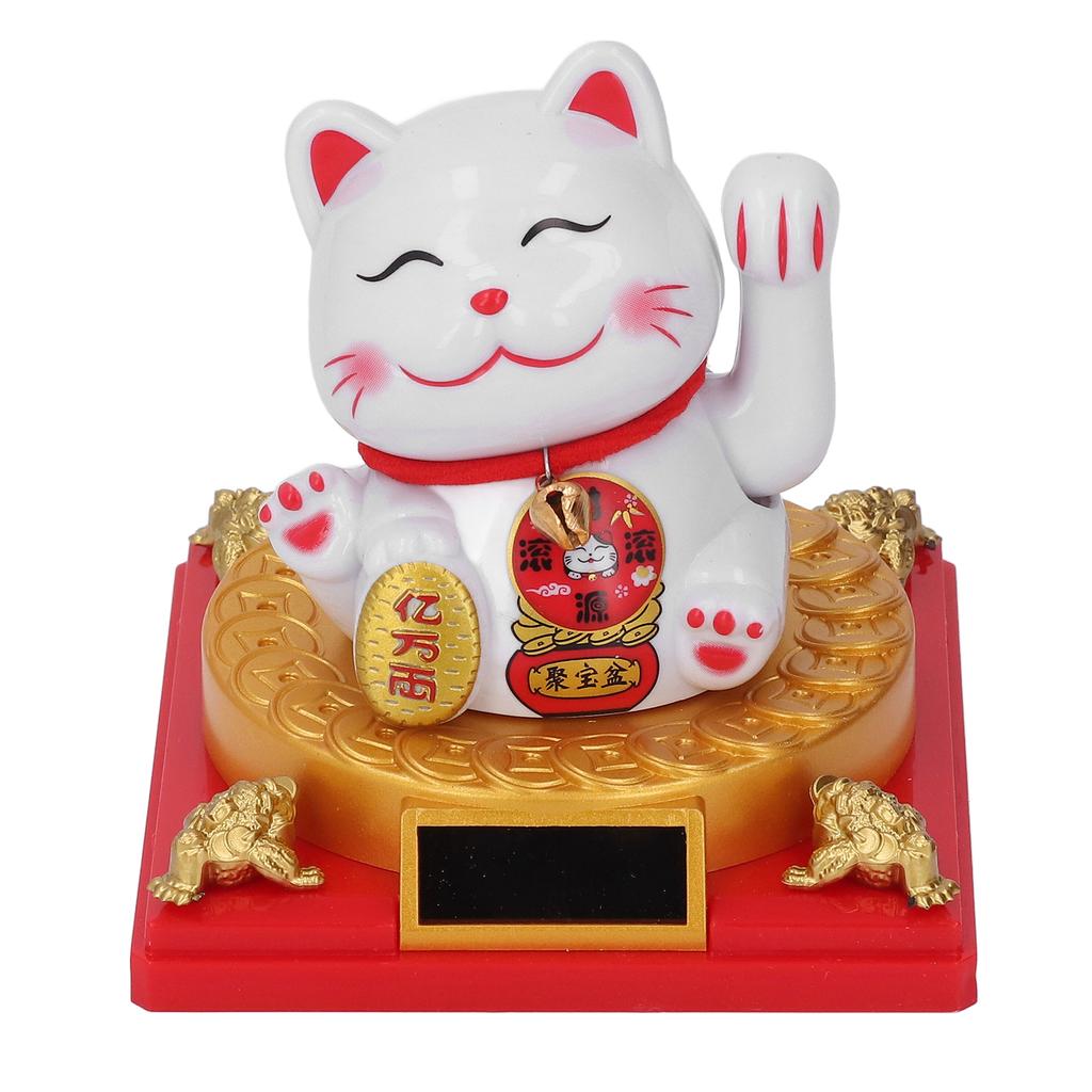 Solar Energy Powered Beckoning Lucky Money Cat Good Luck Feng Shui Lucky Cat Waving Arm for Home