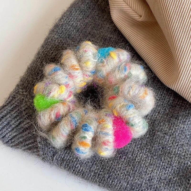 Trendy Plush Telephone Wire Elastic Hair Bands Scrunchies Sweet Colorful Hair Ropes Rubber Bands For Women Hair Accessories Gift
