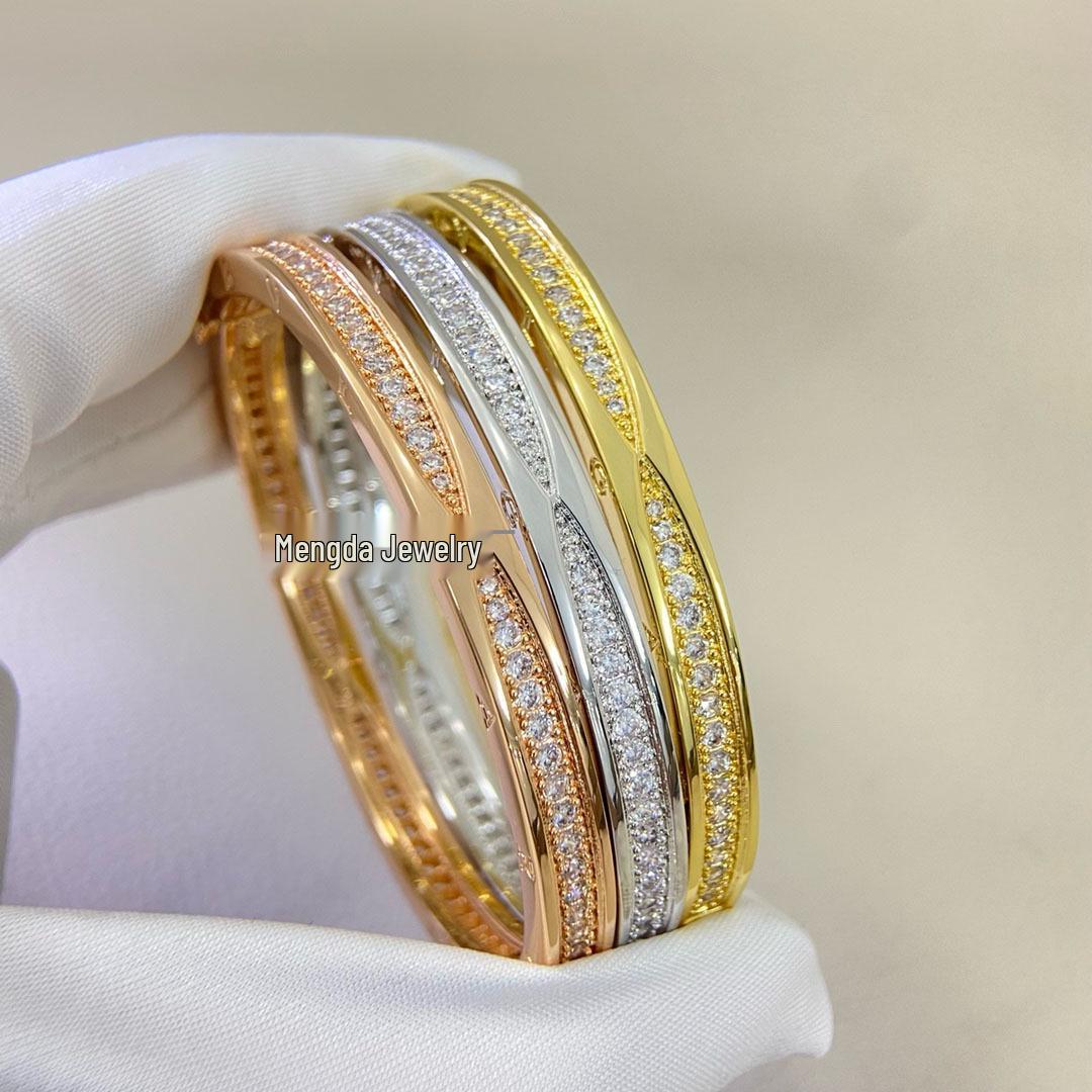 

Baojia Women s 18K Rose Gold Diamond Bangle with Starry Sky Design Official Packaging