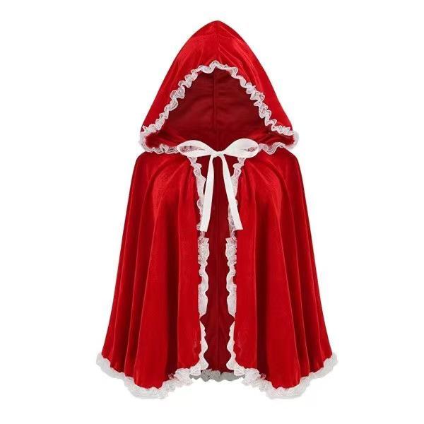 Children's Velvet Cape Cloak for Halloween, Cosplay, Christmas, and Stage In Red