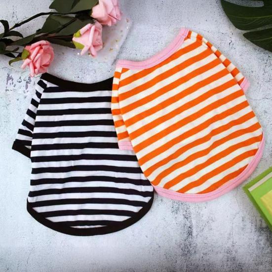 Dogs Striped T-Shirt Pet Round Neck Tee Shirt Short Sleeve Casual Pullover Puppy Apparel for Small Medium Dogs
