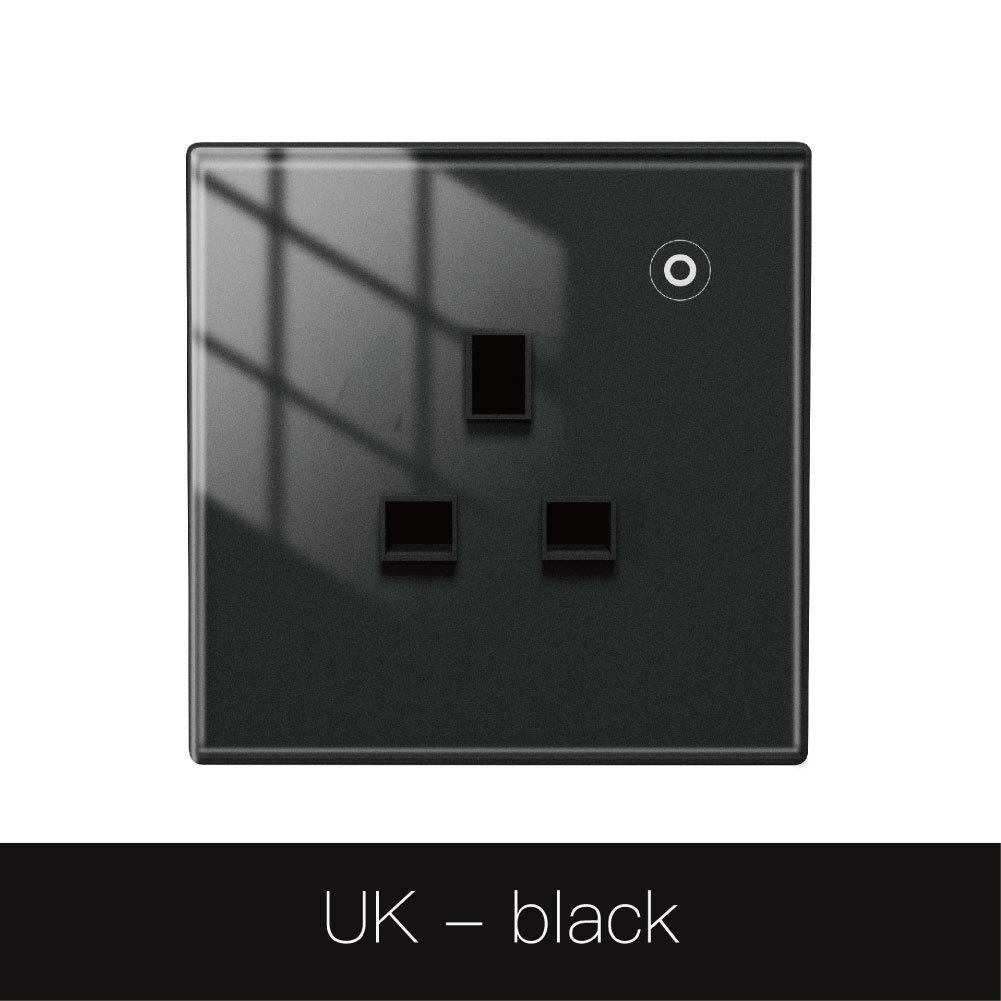 WiFi Tuya Smart Wall Socket Glass Panel Outlet Power Monitor Touch Plug Relay Status Light Mode Adjustable Smart Life App Alexa