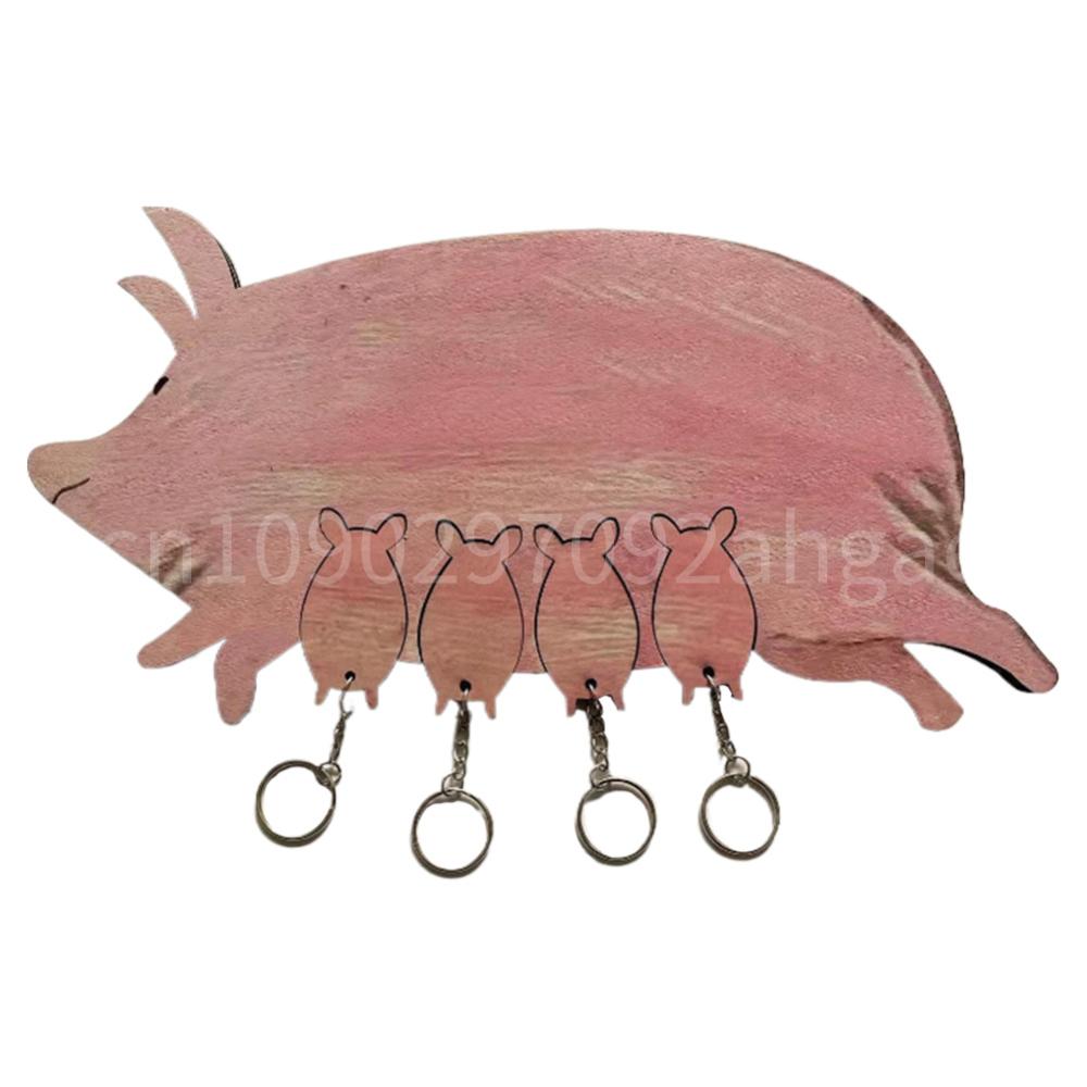 

Piggy Key Ring Wooden Key Hanging Board Decorative Key Chain Pendant Creative Pig Key Wall Hook for Home Wall Decoration China Mainland