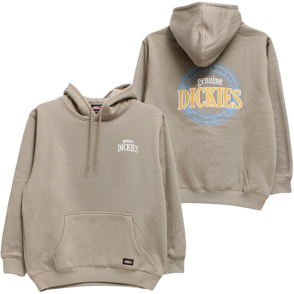 Genuine Dickies Men's Fleece-Lined Pullover Sweatshirt with Back Print, Size 2L, Greige (75)