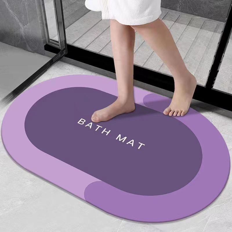 Minimalist Non-Slip Diatomaceous Earth Bath Mat - Absorbent, Dirt-Resistant, Easy-to-Clean Doormat for Bathroom and Entrance.