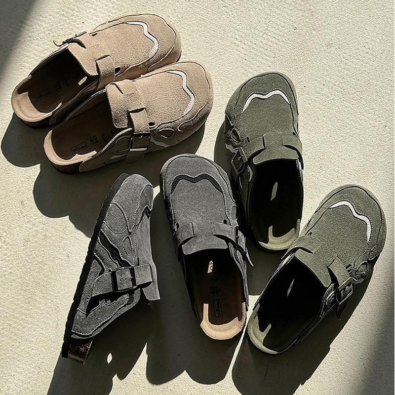 Cork Mules Slippers Men Women Close Toe Slippers Home Shoes Clogs Vintage Muller Slippers Arch Support