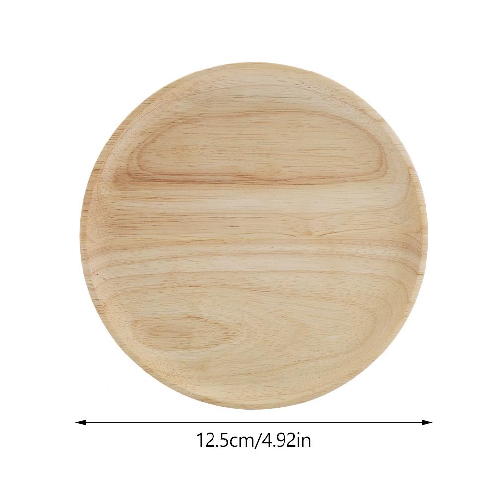 Elegant Round Wood Tea Tray Sushi Snacks Fruits Serving Plate Dish for Home Restaurant 12.5cm