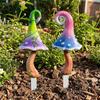 1 Pair Vintage Hand Painted Mushroom Potted Landscape Stake  Outdoor Lawns
