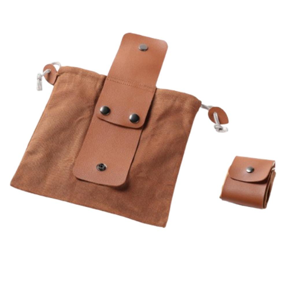 Collapsible Canvas Storage Bag PU Leather Outdoor Foraging Bag Garden Picking Pouch  Tool Storage