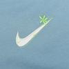 Nike Embroidered Logo Casual Round Neck Drop Shoulder T-Shirt Women Tops Light-Blue DR8998-494