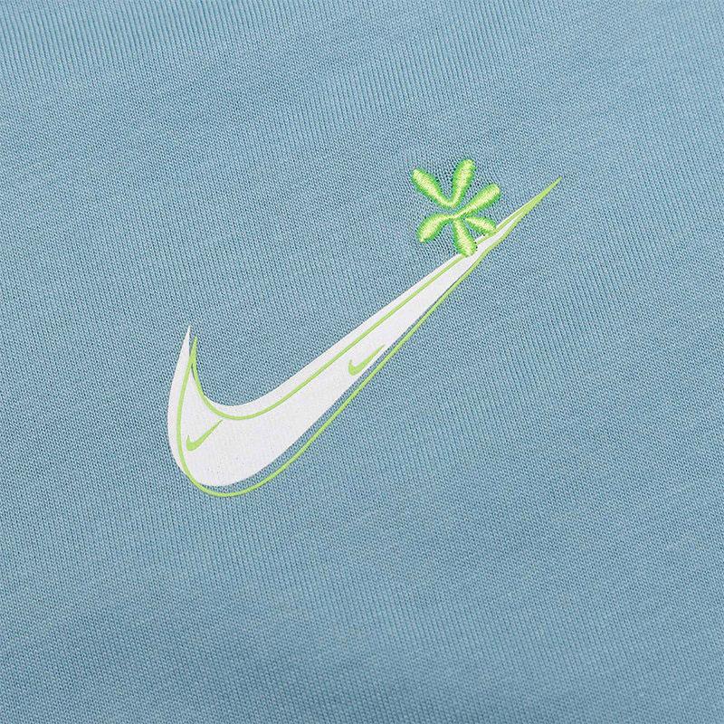 Nike Embroidered Logo Casual Round Neck Drop Shoulder T-Shirt Women Tops Light-Blue DR8998-494