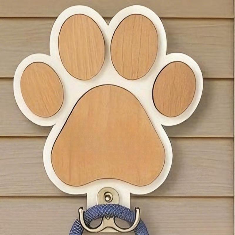 Personalizovaný zakázkový módní dřevěný háček na vodítko pro psa ve tvaru tlapky - Ručně vyrobený s leštěným povrchem, na každý háček lze vyrýt jméno vašeho psa