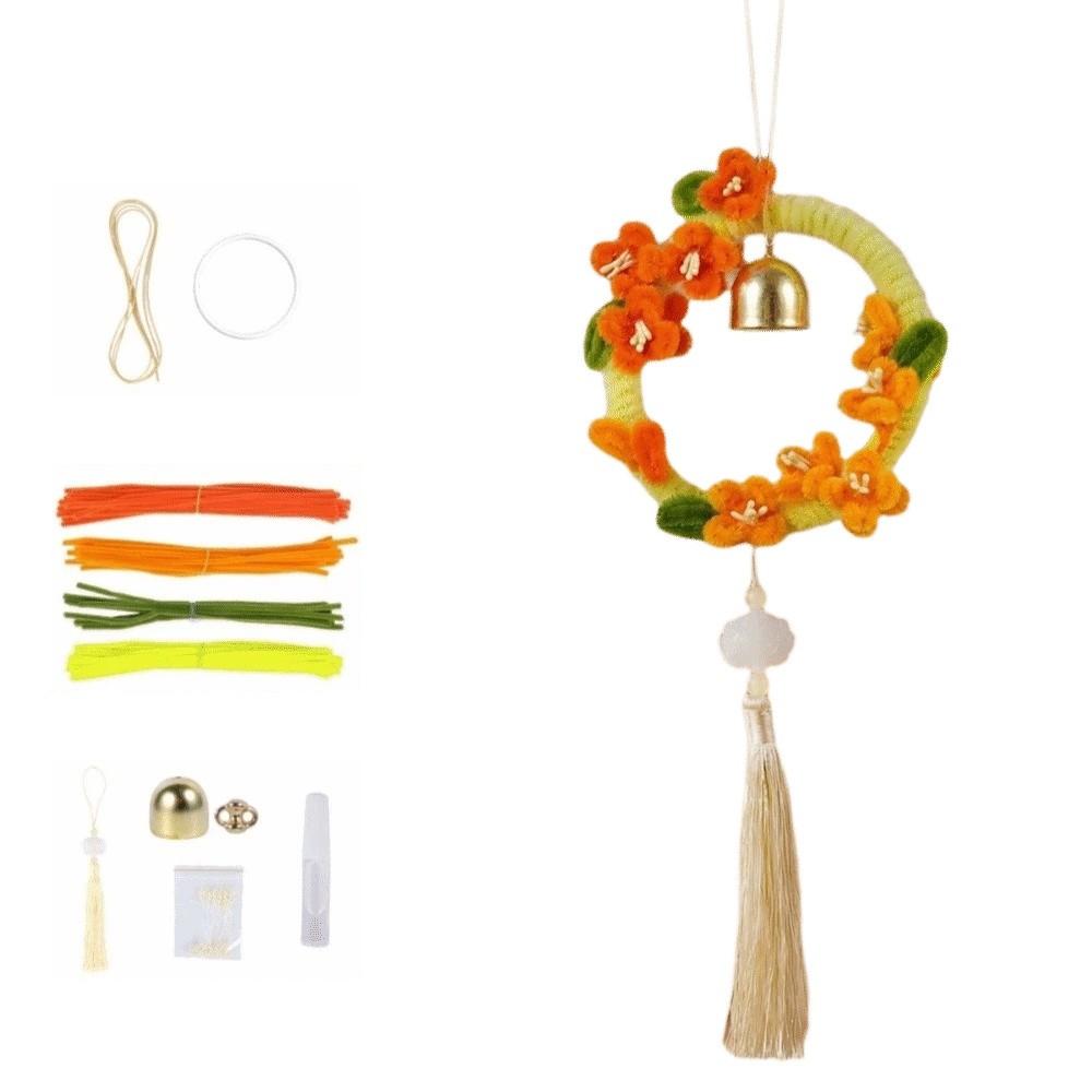 Yutu Shape Mid-Autumn Festival Pendant Round Wreath Rabbit Wall Hanging Wreath Kids Arts