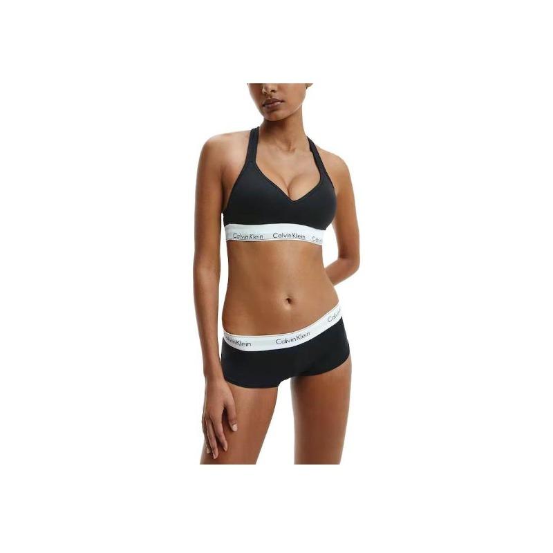 Calvin Klein Color Block Letter Print Sleeveless Bra Women Black QF1654-001