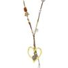 Artistic Gold Tone Heart Ethnic Necklace Long Layering Chain Winter Accessory For Sweaters And Coats Alloy Jewelry