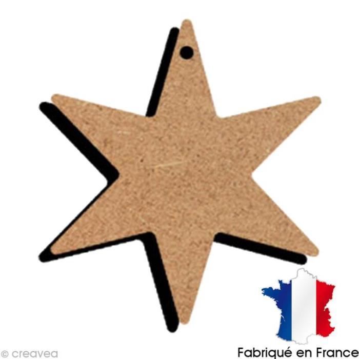 Décoration - Etoile en bois à suspendre - 6 branches - Marron