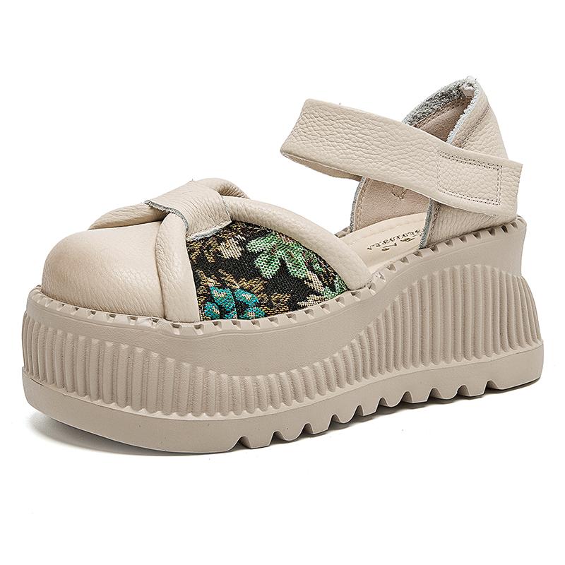 GKTINOO Retro Round Toe Thick Sole Sandals 2025 Summer New Genuine Leather Casual Women's Flat Platform Shoes