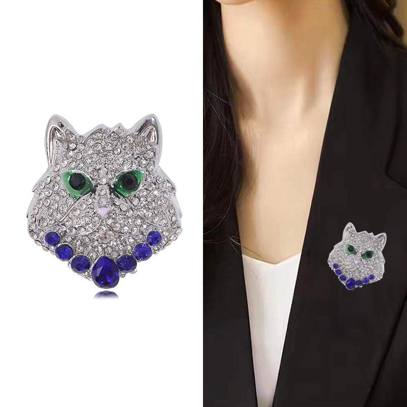 Fashion Personalized Rhinestone Leopard Head Brooch, Simple Temperament Clothing With Jewelry Pendant Pin