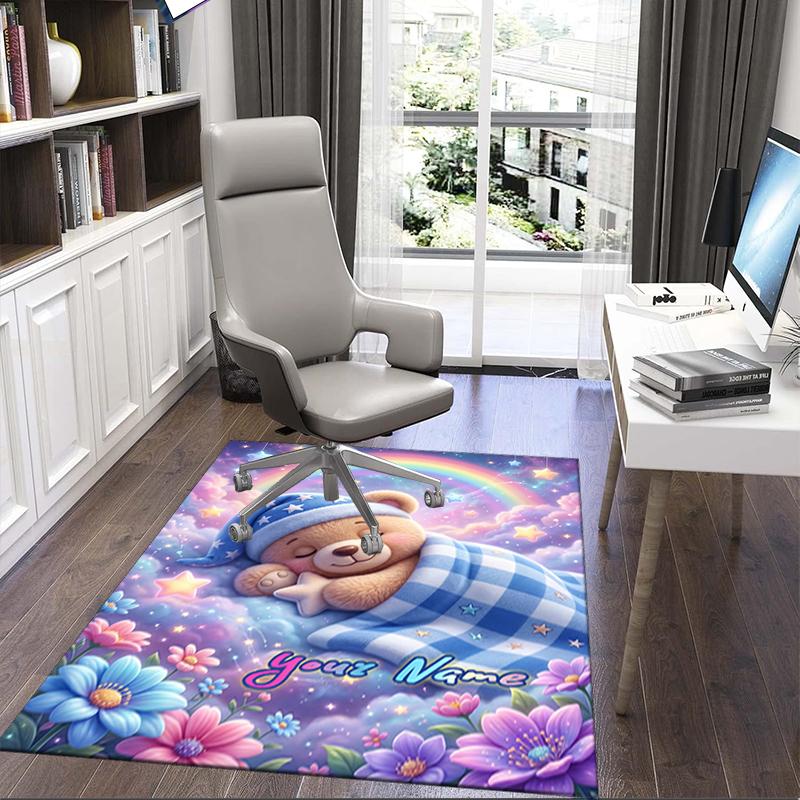 1PC Custom Name Rainbow Dreamscape Theme Floor Mat Ideal for Living Room, Game Rooms, Office, Bedroom,Floor Mat Playful Design