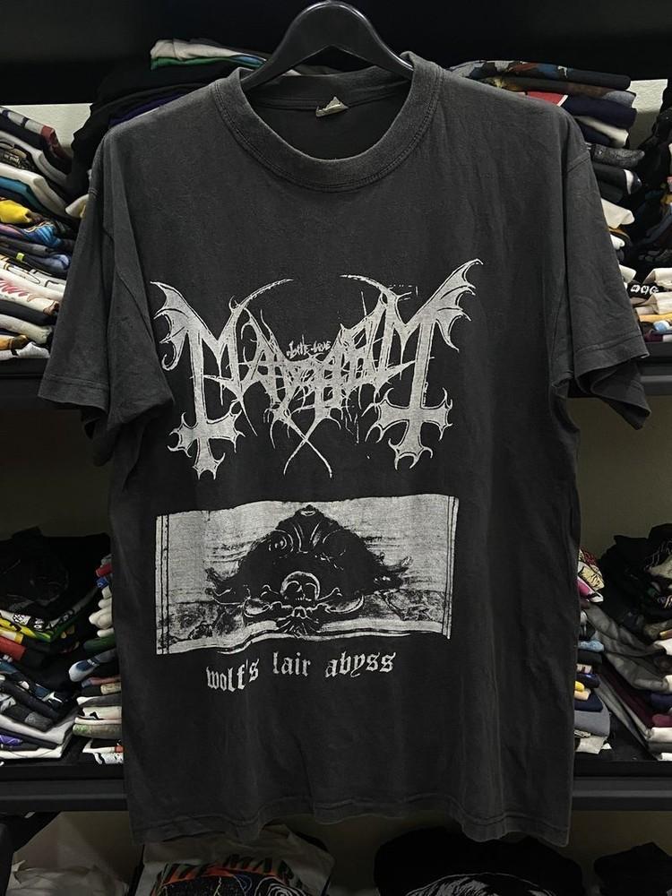 

Винтажная футболка Mayhem Wolf’s Lair Abyss Metal Tour 1997-х годов Перепечатка S-5XL KH6515 Унисекс Футболка L