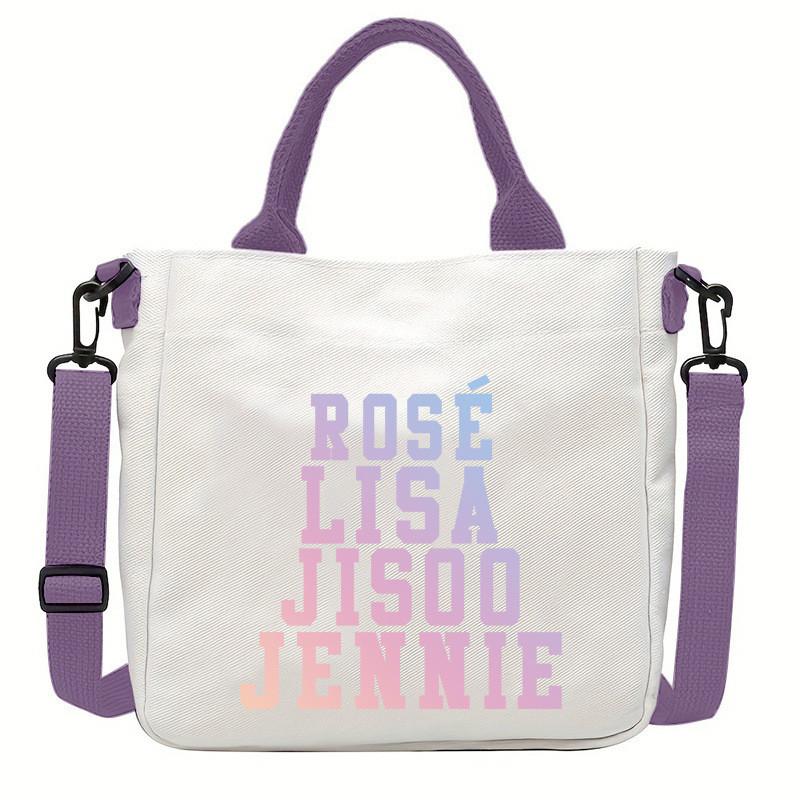 Rose Lisa Jennie Jisoo Printed Crossbody Bag Casual Canvas Shoulder Bags