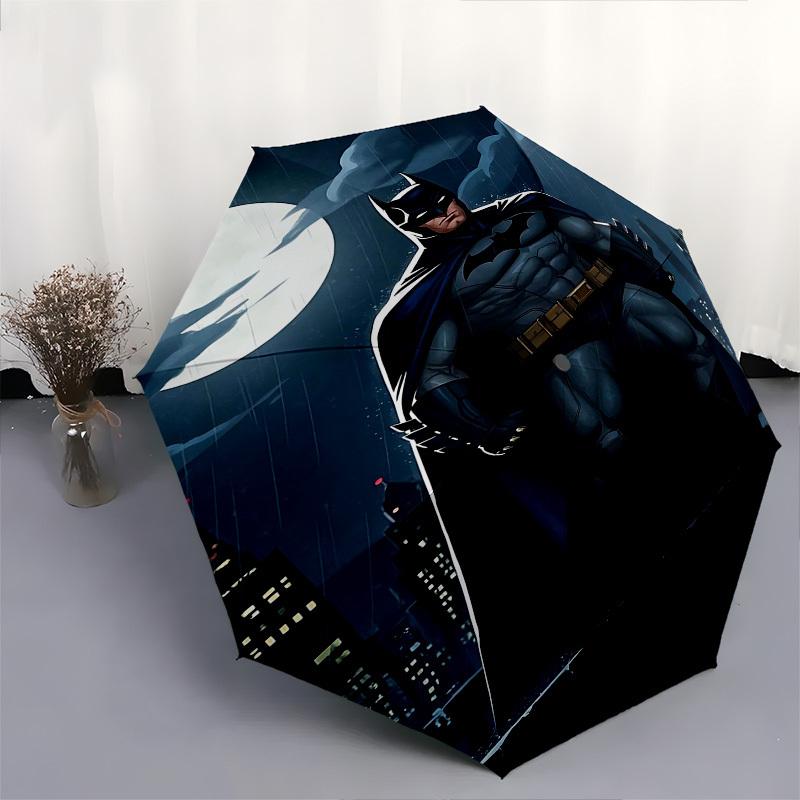 1pc Batman Night Automatic Folding Umbrella - Compact 8-Rib Design, Durable Plastic & Iron1189L