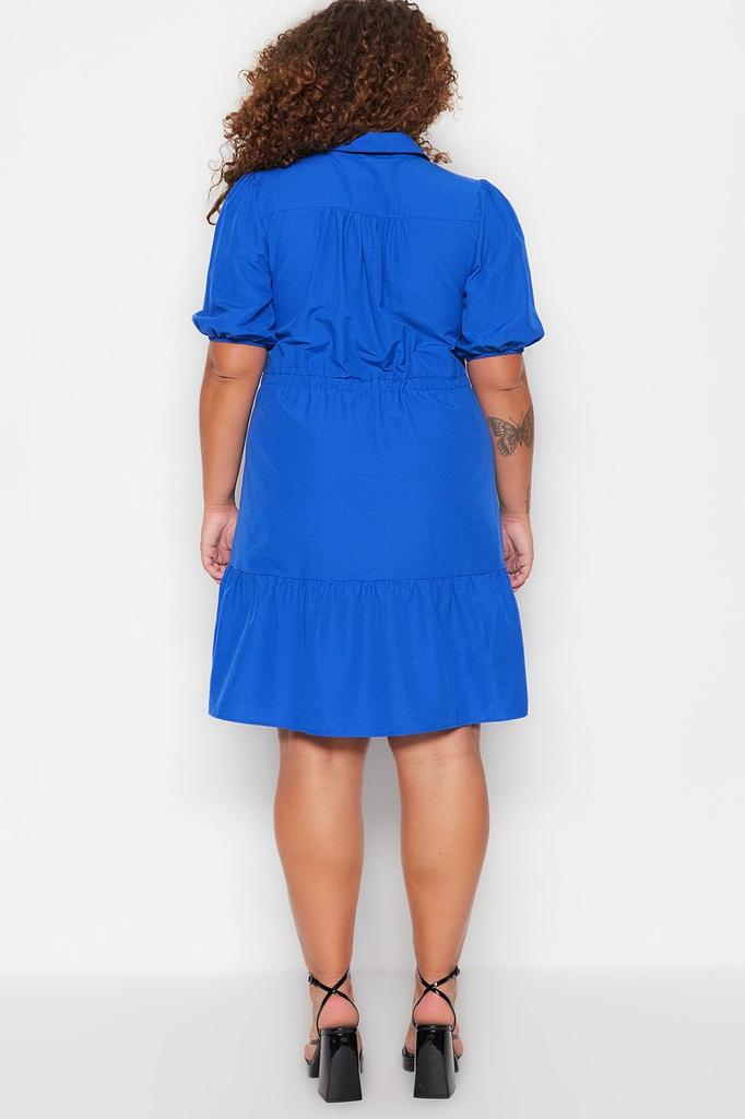 Damenstil Übergröße Saks Florales Bindegürtel Webkleid