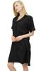 Bimba Women's Nightwear Beige Shirt Short Sleeve Dress With Pockets