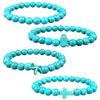 European and American Popular Natural Turquoise Cross and Round Bead Bracelet