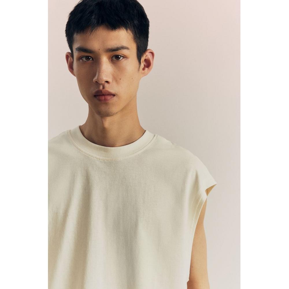 H M Loose Fit Sleeveless Top creaM