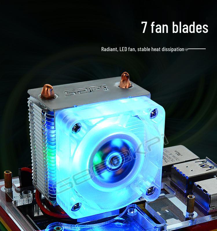 Raspberry Pi 4B/3B/3B+ ICE Tower Heatsink with Luminous Fan