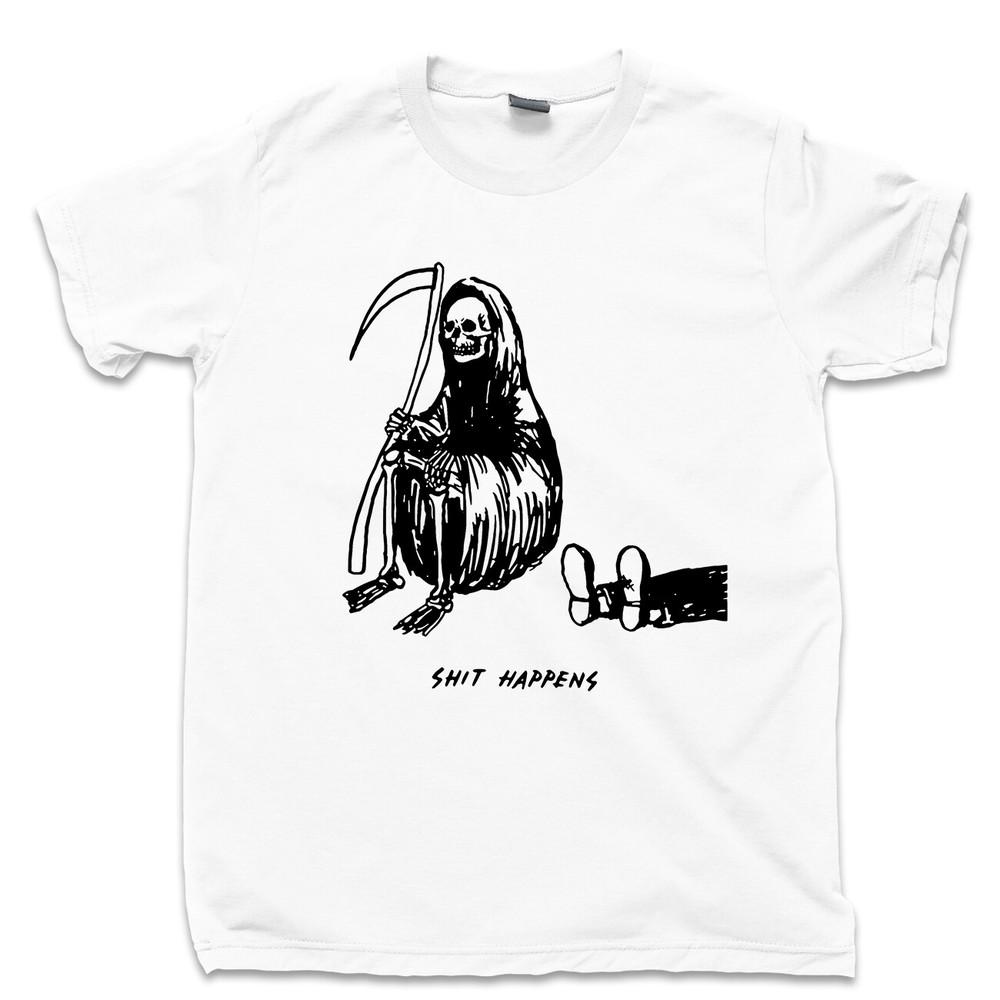 

Grim Reaper T Shirt Skeleton Statue Figure Mask Costume Necklace Ring Tattoo Tee 4XL