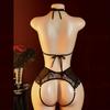 Neck-hanging One-piece Bra Semi-See-through Lingerie Set Crotchless G-string Bodysuit Crotch Open Underwear Intimate Sexy Undies