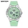 Sanda Skull Design Dual Display Waterproof Luminous Men's Student Multifunctional Watch