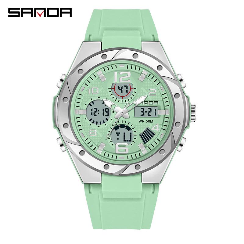 Sanda Skull Design Dual Display Waterproof Luminous Men's Student Multifunctional Watch