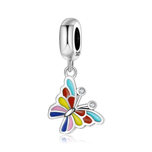 925 Sterling Silver Microphone Shape Flamingo Pink CZ Beads Fit Original Designer Charms Bracelet Bangles DIY Jewelry Making