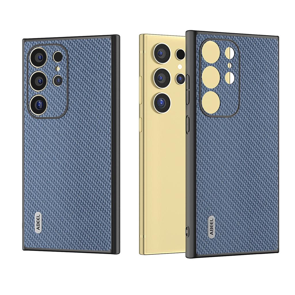 ABEEL For Samsung Galaxy S24 Ultra Case Carbon Fiber Texture PU Leather+PC+TPU Cell Phone Cover