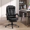 Executive Office Chair, PU Leather Home Office Chair with Swivel Wheels, Reclining Backrest, Retractable Footrest, Black