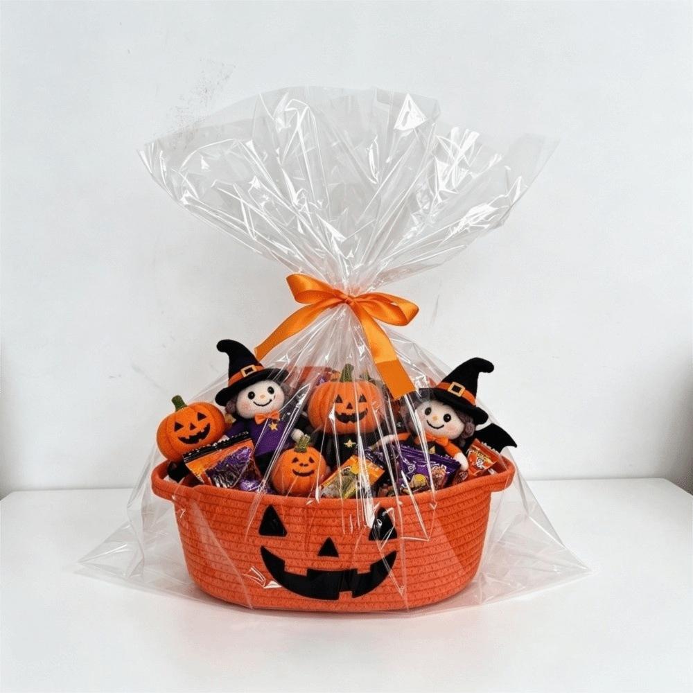 Foldable Halloween Crochet Storage Basket Tabletop Decorative Container Party Supplies